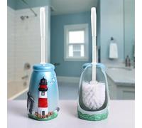 JIUJ Brosse WC compacte pour salle de bain - Porte-brosse WC fantaisie en résine - Motif phare de dessin animé - Bleu