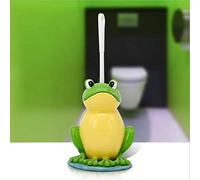JIUJ Compact Toilet Brush Bathroom Novelty Toilet Brush Holder Cartoon Frog Resin Toilet Scrubber Set Blue