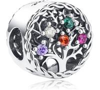 jiujiu Arbre de la vie Charme,Pendentif Charm Breloques, Argent Sterling 925 avec 5A Zircone,Compatible pour Pandora-coloré