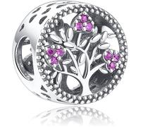 jiujiu Arbre de la vie Charme,Pendentif Charm Breloques, Argent Sterling 925 avec 5A Zircone,Compatible pour Pandora-violet/Argent