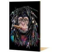 JIUJIUJIU Drôle de peinture d’art mural Cigare fumant singe impressions et affiche Impressions sur toile moderne Artwork pour salon Chambre Deco 6e60211255,42 * 60cm, encadré