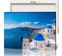 JIUJIUJIU Santorin Island Scenery Wall Art Painting Grèce Mer Égée Poster & Prints Canvas Prints Artwork For Living Room Deco, 42 * 60cm, encadré