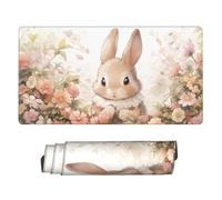 JIUJIUJIU Tapis de Souris Gaming Rabbit in The Flowers (800x300mm) | Bords Cousus et Surface Facile à Nettoyer pour Une Utilisation à la Maison et au Bureau