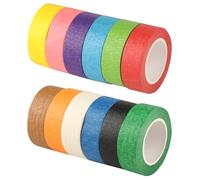Jiujuda9 Lot de 12 rouleaux de ruban adhésif coloré pour peintre, ruban crêpe coloré, 20 mm x 12 m, pour bricolage, scrapbooking, journaling, papier crépon
