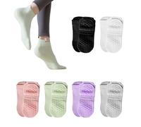 Jiujuda9 Lot de 6 paires de chaussettes antidérapantes pour yoga et pilates - Respirantes, antidérapantes pour femme (taille 35-40) - Parfaites pour les trampolines, barres, ballet, pilates et