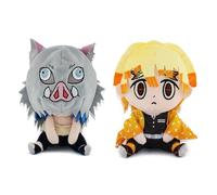 Jiumaocleu Agatsuma Zen'itsu et Hashibira Inosuke Lot de 2 oreillers doux en forme de personnage d'anime 20 cm Coussin décoratif mignon pour canapé, décoration de la maison