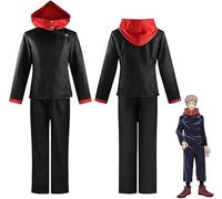 Jiumaocleu Anime Cosplay Costume Yuji Itadori School Uniform Outfits Suits Hooded Jacket + Pants Halloween Carnival Full Set Clothes Props