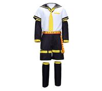 Jiumaocleu Anime Miku Cosplay Costume with Wig Kagamine Rin and Kagamine Len Cosplay Uniform Suits Full Set of Outfits Halloween Dress up for Men Women