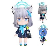 Jiumaocleu Blue Archive Figure Sunaōkami Shiroko - Mini figurine mobile de 10 cm avec accessoires, tête modifiable, cadeau de collection pour les fans