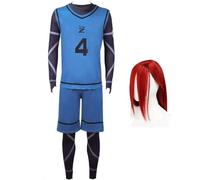 Jiumaocleu Blue Lock Costume de cosplay avec maillot de football et perruque de cosplay, costume de manga Bluelock pour adolescents et adultes