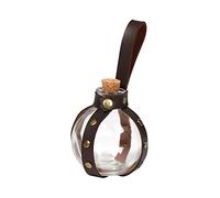 Jiumaocleu Bouteille de potion en liège de sorcière, bouteille ronde en verre avec bouchon en liège et cuir PU, accessoires de costume de chevalier médiéval pour adultes pour Halloween, fête