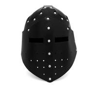Jiumaocleu Casque de chevalier médiéval en cuir pour Halloween, cosplay, fête à thème (noir)