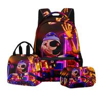 Jiumaocleu Ensemble de 3 pièces avec sac à dos, trousse à crayons + sac à bandoulière + sac à déjeuner, sac de papeterie imprimé 3D pour enfants et adolescents, Type 7., Sac à dos décontracté