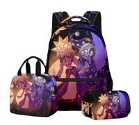 Jiumaocleu Ensemble de 3 pièces avec sac à dos, trousse à crayons + sac à bandoulière + sac à déjeuner, sac de papeterie imprimé 3D pour enfants et adolescents, Type 12, Sac à dos décontracté