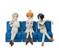Jiumaocleu Figurine The Promised Neverland - Figurine Emma/Norman/Ray assise - Jouet fait à la main - Décoration de bureau pour voiture, tableau de bord, maison, bureau, 3 Pièces Assises, 13 cm