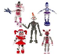 Jiumaocleu Five Nights Game Figurine FNAF Action Figure Glowing Bear Foxy Sister Location Funtime Horror Figure Model Handmade Collectible Gifts for Kids, Lot de 5 pièces., 5.5in