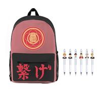 Jiumaocleu Haikyu Sac à dos avec 6 stylos gel, sac à dos et stylo à bille encre noire de 0,5 mm, film : Bataille décisive à la poubelle Sac d'école en toile pour étudiants, Type 4, M