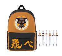 Jiumaocleu Haikyu Sac à dos avec 6 stylos gel, sac à dos et stylo à bille encre noire de 0,5 mm, film : Bataille décisive à la poubelle Sac d'école en toile pour étudiants, Type 6, M