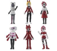Jiumaocleu Hazbin Lot de 6 figurines d'anime Hôtel de 10 cm - Figurine d'ange et Alastor - Décoration de bureau faite à la main pour les fans