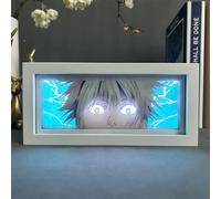 Jiumaocleu JJK Lampe Gojo Satoru Boîte à lumière découpée en papier Fushiguro Megumi Lampe de sculpture en papier 3D Shaodw Cadre de boîte LED Lampe de nuit à 16 couleurs changeantes pour décoration