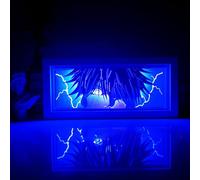 Jiumaocleu JJK Lampe Gojo Satoru Boîte à lumière découpée en papier Fushiguro Megumi Lampe de sculpture en papier 3D Shaodw Cadre de boîte LED Lampe de nuit à 16 couleurs changeantes pour décoration