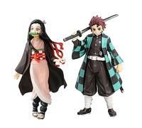 Jiumaocleu Kamado Tanjiro Figurine + figurine Kamado Nezuko, 2 statues d'anime, 16 cm, sculpture, fait à la main, objet de collection, ornement de bureau, jouet d'anniversaire, cadeau pour les fans