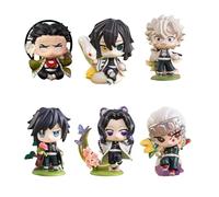 Jiumaocleu Kimetsu No Yaiba Lot de 6 figurines de l'anime Kochou Shinobu/Uzui Tengen/Shinazugawa Sanemi Figurines mignonnes Mini modèles Look Up Figurine en PVC Objets de collection pour fans d'anime