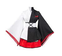 Jiumaocleu Kimono japonais Anime pour femme et fille Monokuma Cosplay Costume femme Noir et blanc Lolita Robe Halloween Déguisement