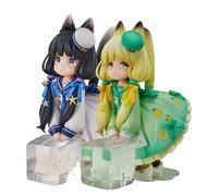 Jiumaocleu Lot de 2 figurines d'anime | Collection de vie décorée - Figurine de chat au moment du thé | 11 cm | Figurine de chat d'anime | Décoration de voiture | Mini figurine | Cadeau d'anniversaire