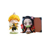 Jiumaocleu Lot de 2 figurines de l'anime Agatsuma Zen'itsu, Kimetsu, No Yaiba, Kamado, Nezuko, mignons, mini modèles, décoration de voiture, objets de collection pour fans d'anime, 10 cm