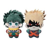 Jiumaocleu Lot de 2 figurines MHA Midoriya Izuku en peluche Bakugou Katsuki - 10 cm - Coussin décoratif pour sac de voiture - Cadeau pour les fans