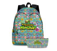 Jiumaocleu Lot de 2 sacs à dos et trousse à crayons My Singing Monsters - Imprimé 3D - Pour enfants, Type 14, M