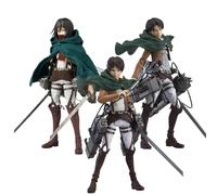 Jiumaocleu Lot de 3 Figurines Eren Yeager/Mikasa/Levi - Articulations Mobiles - en PVC - Fait à la Main - Décoration de Bureau
