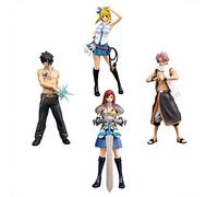 Jiumaocleu Lot de 4 figurines de l'anime Fairy Tail Lucy Heartfilia/Natsu Dragneel/Gurei Soruju - Figurines d'action de personnage de l'anime - Objets de collection - Jouet de bureau