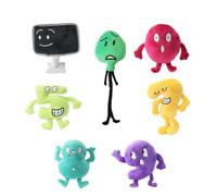 Jiumaocleu Lot de 7 coussins en peluche doux avec motif de feuilles maléfiques, herbe verte, chiffres, gâteau, pierre, personnage de dessin animé, décoration d'intérieur, 15 cm-30 cm