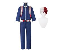 Jiumaocleu Midoriya Izuku Cosplay | Izuku Midoriya Costume Body avec perruque MHA Costume de combat pour homme Costume Todoroki Shouto Veste Pantalon Halloween