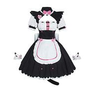 Jiumaocleu Nekopara Lot de 8 déguisements de déguisement pour femme de soubrette avec oreilles de chat et queue de chat, rose, S