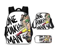 Jiumaocleu One Punch Man Lot de 3 sacs à dos Saitama Genos avec imprimé 3D Sac à dos, sac à bandoulière et trousse à crayons, sac d'école décontracté unisexe pour étudiant et adolescent, Type 7., Sacs