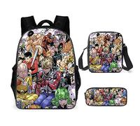 Jiumaocleu One Punch Man Lot de 3 sacs à dos Saitama Genos avec imprimé 3D Sac à dos, sac à bandoulière et trousse à crayons, sac d'école décontracté unisexe pour étudiant et adolescent, Type 8., Sacs
