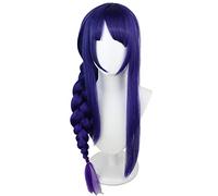 Jiumaocleu Raiden Ei Perruque longue tressée en cheveux synthétiques pour homme et femme Violet foncé