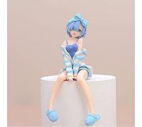 Jiumaocleu Rem and Ram Statue de nouilles avec bouchon de nouilles - Modèle Remu et Ramu assis - Sculpture de pose assise, décoration de bureau, cadeau de Noël et d'anniversaire pour garçons et filles