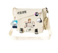 Jiumaocleu Sac à bandoulière Anime JJK, figurine Gojo Satoru/Geto Suguru, sac à bandoulière de grande capacité, sac à dos noir et blanc, sac à dos de merch cadeaux d'école saison sac à main étudiant
