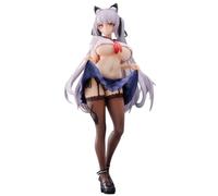 Jiumaocleu Statue Alvina-chan de l'anime en forme de chat avec oreilles de fille, modèle 24 cm, style uniforme, sculpture en manga faite à la main, figurine de collection, décoration de bureau, cadeau
