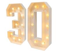 jiumxliu Grands chiffres 3D 3D lumineux en trois dimensions - Décoration d'anniversaire avec 20 LED - Pour mariage, anniversaire, fête, Noël