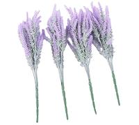 jiumxliu Lot de 4 fleurs de lavande artificielles - Décoration de table - En plastique floqué - Brunch - Plante artificielle