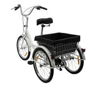 jiumxliu Tricycle pour adulte 20 pouces 3 roues 8 vitesses Tricycle avec panier à provisions Tricycle pour adultes Blanc Vélo couché Trike pour villes, plages, pistes cyclables et tous les types de