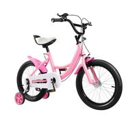 jiumxliu Vélo pour fille de 16 pouces rose avec roues stabilisatrices montables pour enfants à partir de 5 ans, hauteurs de 100 à 135 cm jusqu'à 50 kg, pour terrains accidentés, routes, herbe et sable