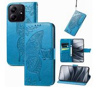 JIUNINE Coque Antichoc pour Redmi Note 14 5G / Poco M7 Pro 5G, Housse Premium Étui Portefeuille en Cuir PU avec Motif Papillon, Porte-Cartes Intégré, Support Réglable, Fermeture Magnétique, Bleu