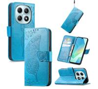 JIUNINE Coque Antichoc pour Redmi Note 15 5G / 4G / Poco M8 5G, Housse Premium Étui Portefeuille en Cuir PU avec Motif Papillon, Porte-Cartes, Support Réglable, Fermeture Magnétique, Bleu