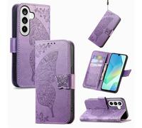 JIUNINE Coque Antichoc pour Samsung Galaxy S26 Plus, Housse Premium Étui Portefeuille en Cuir PU avec Motif Papillon, Porte-Cartes, Support Réglable, Fermeture Magnétique, Pourpre